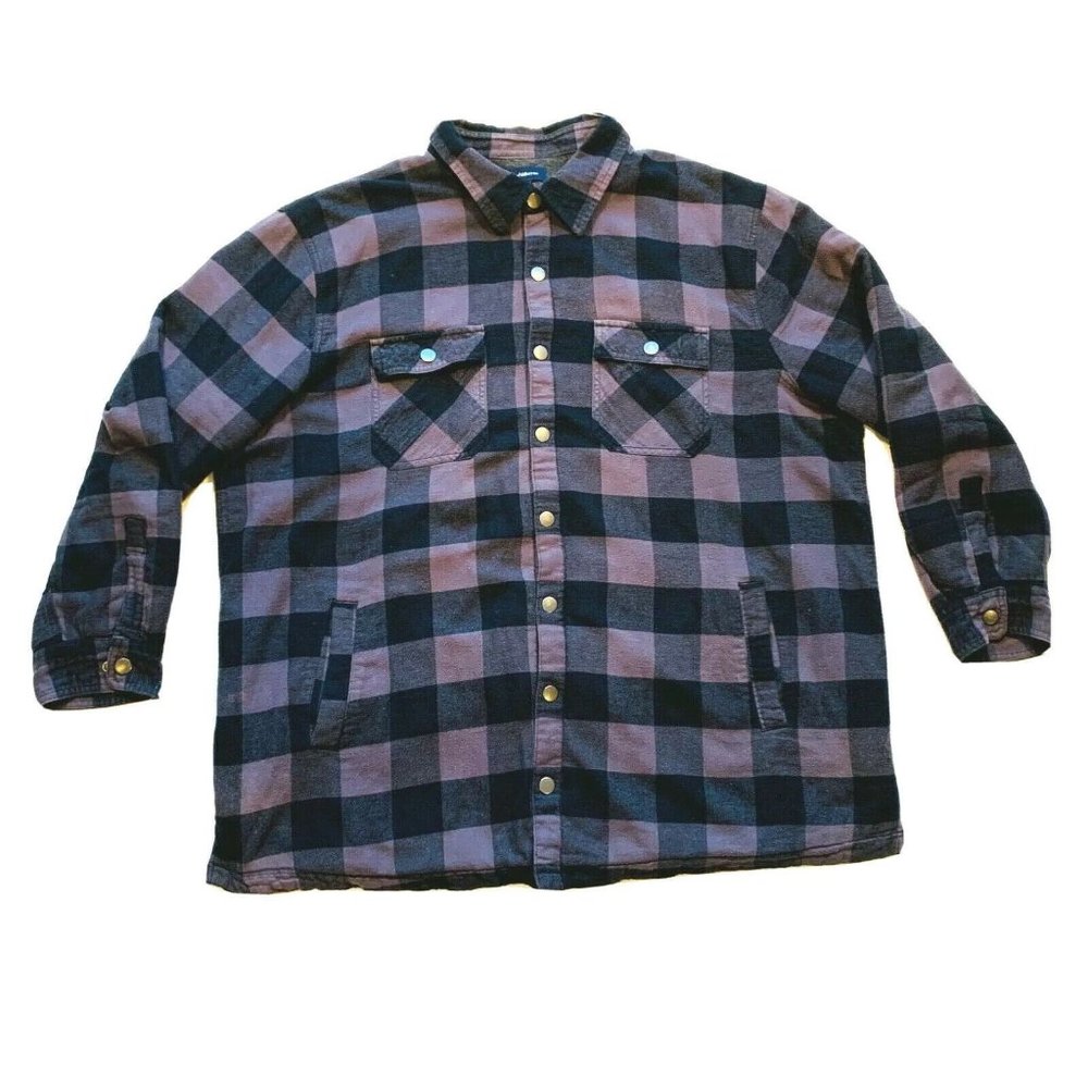 Croft & Barrow Flannel Jacket Shacket Fleece Lined Snap Shirt‎ Plaid 2XB Big